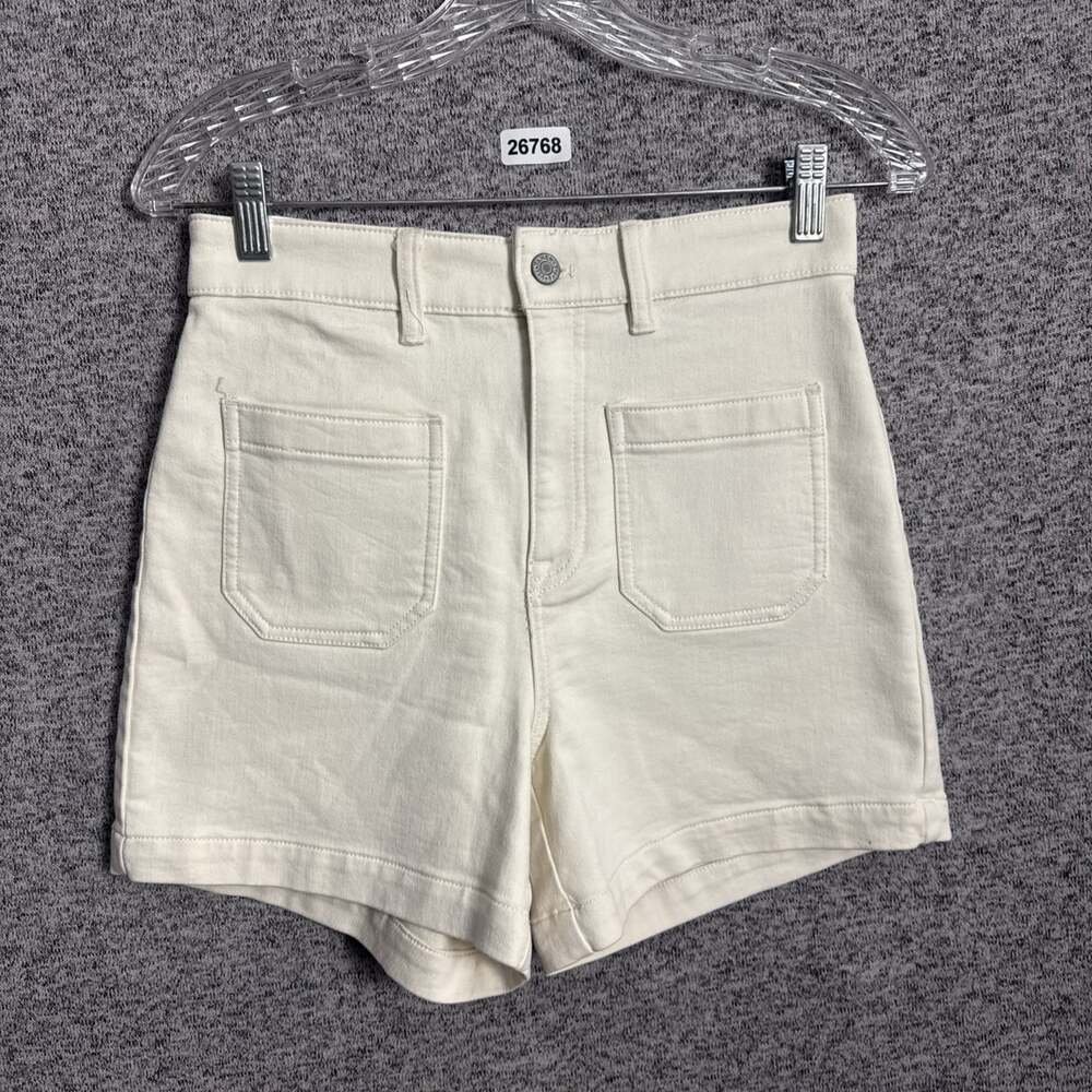 Faherty Women's Size 26 Beige Stretch Terry Patch Pocket High Waisted Shorts